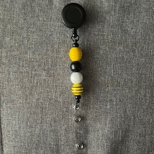 Black and Yellow Beaded Badge Reel